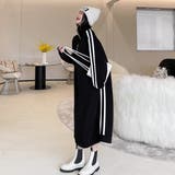 ワンピース ロングワンピース ハーフジップ ライン 長袖 レディース ブラック | STYLEBLOCK | 詳細画像4