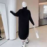 ワンピース ロングワンピース ハーフジップ ライン 長袖 レディース ブラック | STYLEBLOCK | 詳細画像5