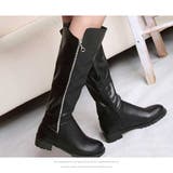 ブーツ ロング ジョッキブーツ ぺたんこ レディース くつレディース 秋冬 | STYLEBLOCK | 詳細画像4