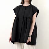 ジレ ベスト ペプラム 前開き 無地 ノーカラー トップス ブラック | STYLEBLOCK | 詳細画像3