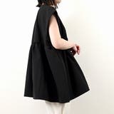 ジレ ベスト ペプラム 前開き 無地 ノーカラー トップス ブラック | STYLEBLOCK | 詳細画像4