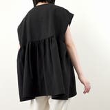 ジレ ベスト ペプラム 前開き 無地 ノーカラー トップス ブラック | STYLEBLOCK | 詳細画像5