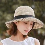 ハット 麦わら帽子 チュール ツバ広 帽子 レディース ベージュ コーヒー | STYLEBLOCK | 詳細画像6