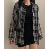 ブラック | チェック柄ルーズシアーシャツ | STYLEBLOCK