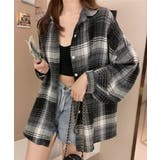 ブラック | オーバーサイズチェック長袖シャツ | STYLEBLOCK