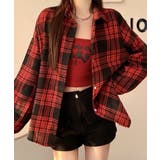 レッド | オーバーサイズチェック長袖シャツ | STYLEBLOCK