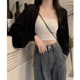 ブラック | 透かし編みショートボレロカーディガン | STYLEBLOCK