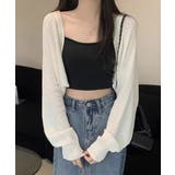ホワイト | 透かし編みショートボレロカーディガン | STYLEBLOCK