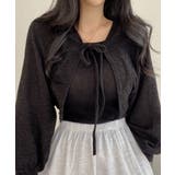 ブラック | フロントリボンショートボレロカーディガン | STYLEBLOCK