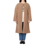 カーキ | ボアコート ロングコート ノーカラー | STYLEBLOCK