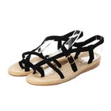 ブラック | フラットサンダル クロスストラップ 合皮 | STYLEBLOCK