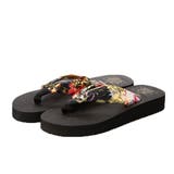 ブラック | ビーチサンダル トングサンダル 花柄 | STYLEBLOCK
