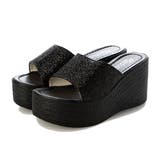 ブラック | サンダル ウェッジソール グリッター | STYLEBLOCK