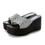 シルバー | サンダル ウェッジソール グリッター | STYLEBLOCK