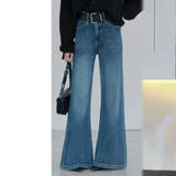 BLEACH | 2つ釦ハイウエストデニムフレアパンツ | TAXI 