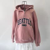PINK | SEATTLE刺繍ハーフZIPフーディー | TAXI 