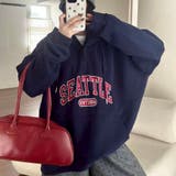 NAVY | SEATTLE刺繍ハーフZIPフーディー | TAXI 