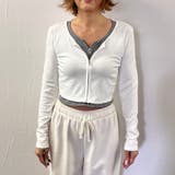 WHITE | レイヤード風前ZIP長袖プルオーバー | TAXI