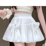 WHITE | シフォンリボン付バルーンミニスカート | TAXI 