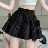 BLACK | シフォンリボン付バルーンミニスカート | TAXI 