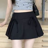 BLACK | リボン付ボックスプリーツミニスカート | TAXI 