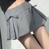 GRAY | リボン付ボックスプリーツミニスカート | TAXI 