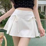 IVORY | リボン付ボックスプリーツミニスカート | TAXI 