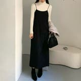 BLACK | レースキャミロングワンピース | TAXI 