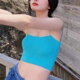 BLUE | ショート丈カップ付きベアトップ | TAXI 
