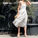 WHITE | ティアード切替肩紐結びロングワンピース | TAXI