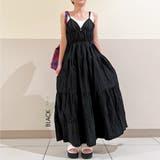 BLACK | キャミティアードロングワンピース | TAXI