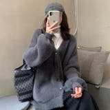 GRAY | シャギービッグニットカーディガン | TAXI 