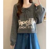 GREY | レースアップロゴジャガードニット | TAXI 