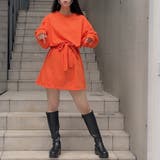 リボン付裏毛長袖ミニワンピ | TAXI | 詳細画像12