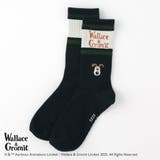 ネイビー | 【ウォレスとグルミット】刺繍付きリッチェルクルーソックス | SUKENO【WOMEN】