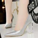 シルバー | クリア チャンキー ハイヒール パンプス | SVEC