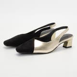 ゴールド | メタリックバイカラー パンプス  ローヒール レディース | SVEC