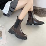 ダークブラウン | インサイドジップ サイドゴア 厚底ブーツ | SVEC