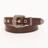 Brown | スカルプチャーバックルクロコ柄ベルト | SVEC