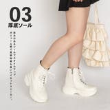 軽量チャンキーソール ハイカットスニーカー 厚底 レースアップブーツ | SVEC | 詳細画像4 