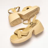 クリーム | 厚底 クロスストラップ パフィサンダル | SVEC