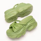 グリーン | 軽量 厚底 ビックリボン パフィサンダル | SVEC