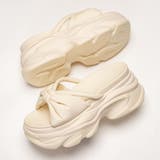 オフホワイト | 軽量 厚底 ビックリボン パフィサンダル | SVEC