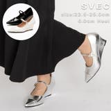 ウェッジソール ポインテッドトゥ ストラップパンプス | SVEC | 詳細画像1
