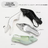 スリングバック フラワーモチーフ ポインテッドトゥ パンプス | SVEC | 詳細画像3