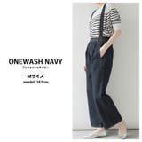 ワンウォッシュネイビー | 取り外し可能 サスペンダー デニム ワイドパンツ | SVEC