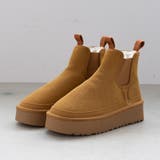 キャメル | 厚底 ムートン ショートブーツ | SVEC