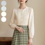 ナチュラル可愛いレースピンタックブラウス｜上品パールボタン 長袖コットンシャツ | Tannsu Dance | 詳細画像1 