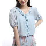 半袖フリル使いギャザー袖ブラウストップス 前ボタン シャツ | Tannsu Dance | 詳細画像6 