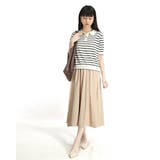 ベージュ | ボーダートップス 半袖 ポロシャツ | Tannsu Dance